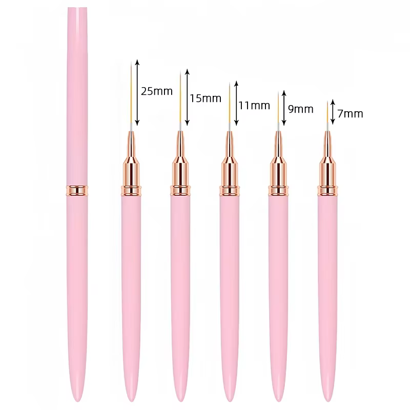 Ensemble de pinceaux pour revêtement d'ongles, 7/9/11/15/25mm, lignes de dessin, peinture à rayures,