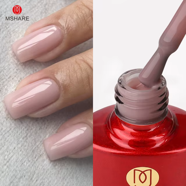 MSHARE-Gel de base en caoutchouc rose pour vernis à ongles, bouteille en verre de 10ml/30g