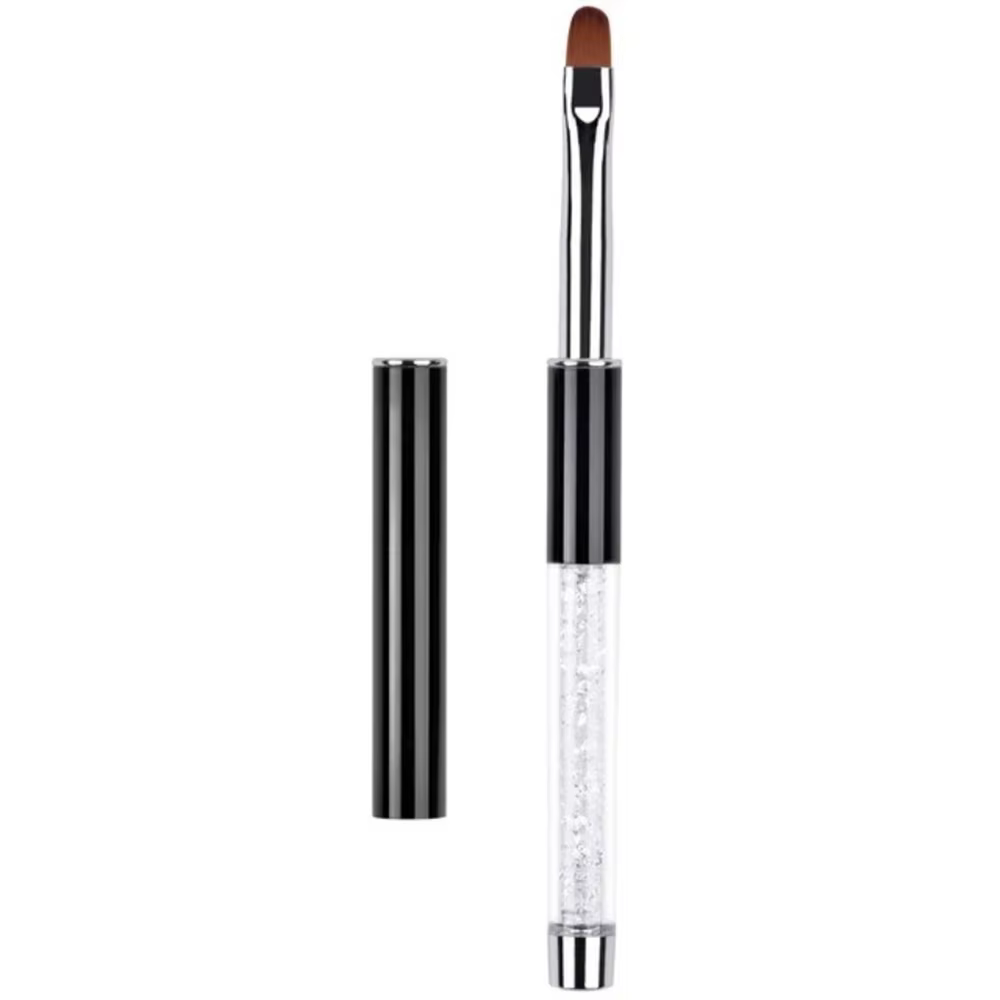 Brosse à ongles ovale et plate pour Gel UV, noir et blanc, constructeur professionnel, stylo pour la