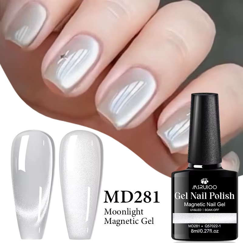 MSRUIOO 8ml clair de lune chat magnétique vernis à ongles paillettes rose argent Semi Permanent Styl