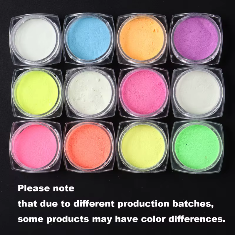 Poudre à ongles qui brille dans la nuit, 12 boîtes, Pigment de phosphore néon, paillettes fluorescen