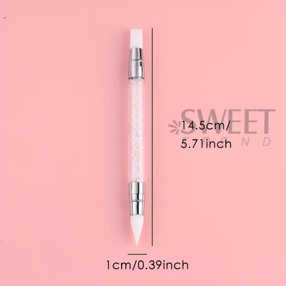 Stylo à Double tête en Silicone pour Nail Art, sculpture de fleurs, bâton de colle réglable, brosse