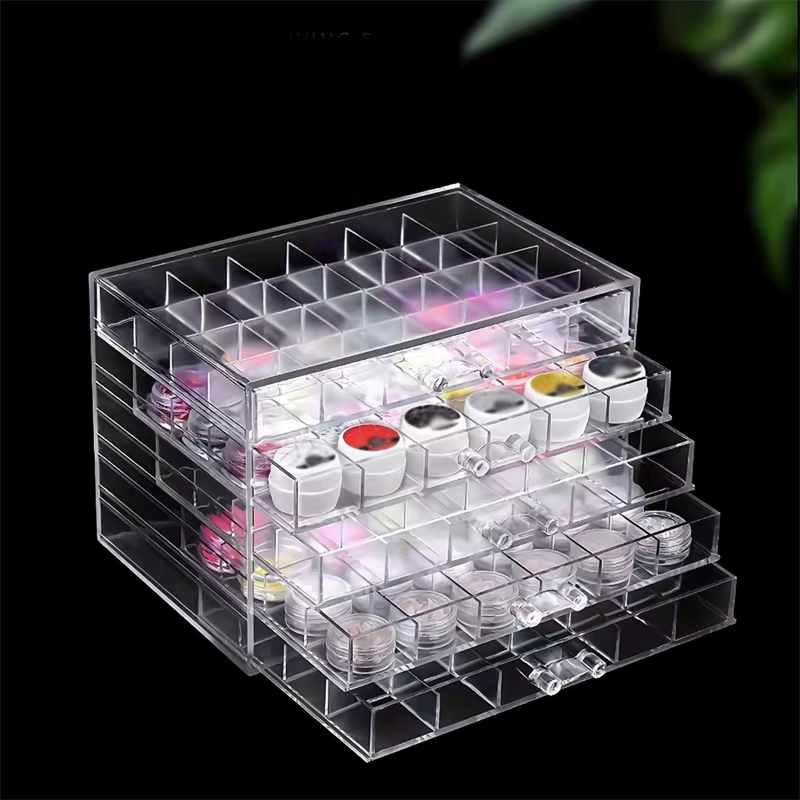 Boîte de rangement transparente en acrylique, 72/79/120 grilles, compartiment de rangement pour Nail