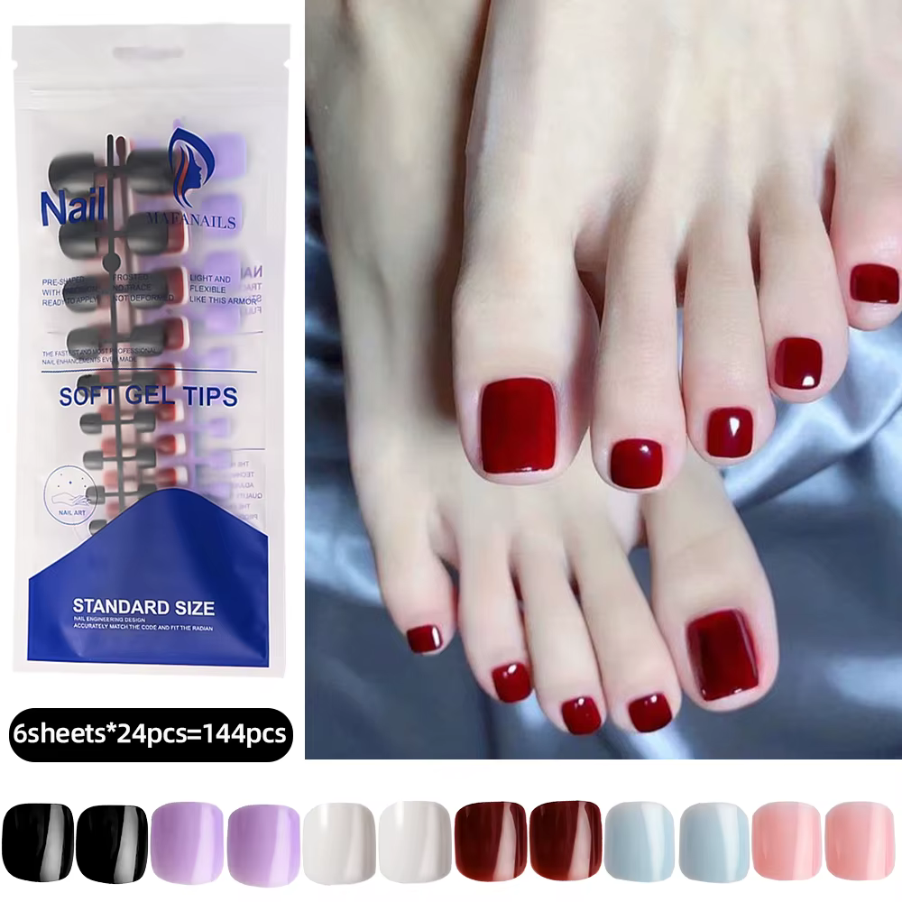 Faux ongles français à pression pour orteils, 120 pièces, en acrylique, amovible, ultra-fin, couvert