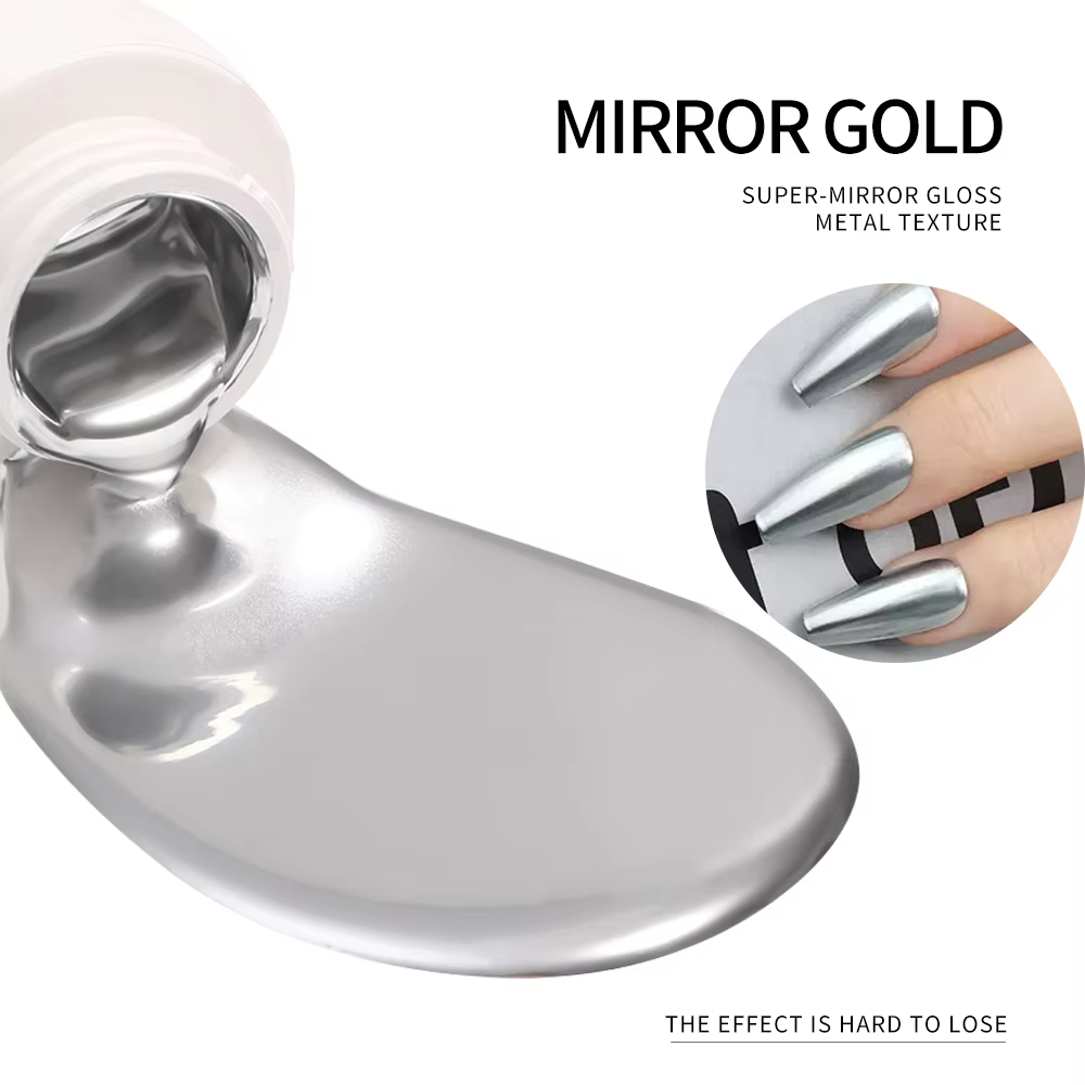 MingLee argent métal Gel métallique vernis à ongles Chrome 3D métal peint Gel vernis 5ml liquide eff