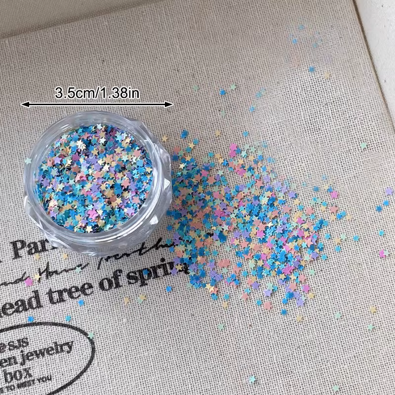 1 boîte de paillettes pour ongles en forme d'étoile, couleur macaron, pour Nail Art, accessoires de 