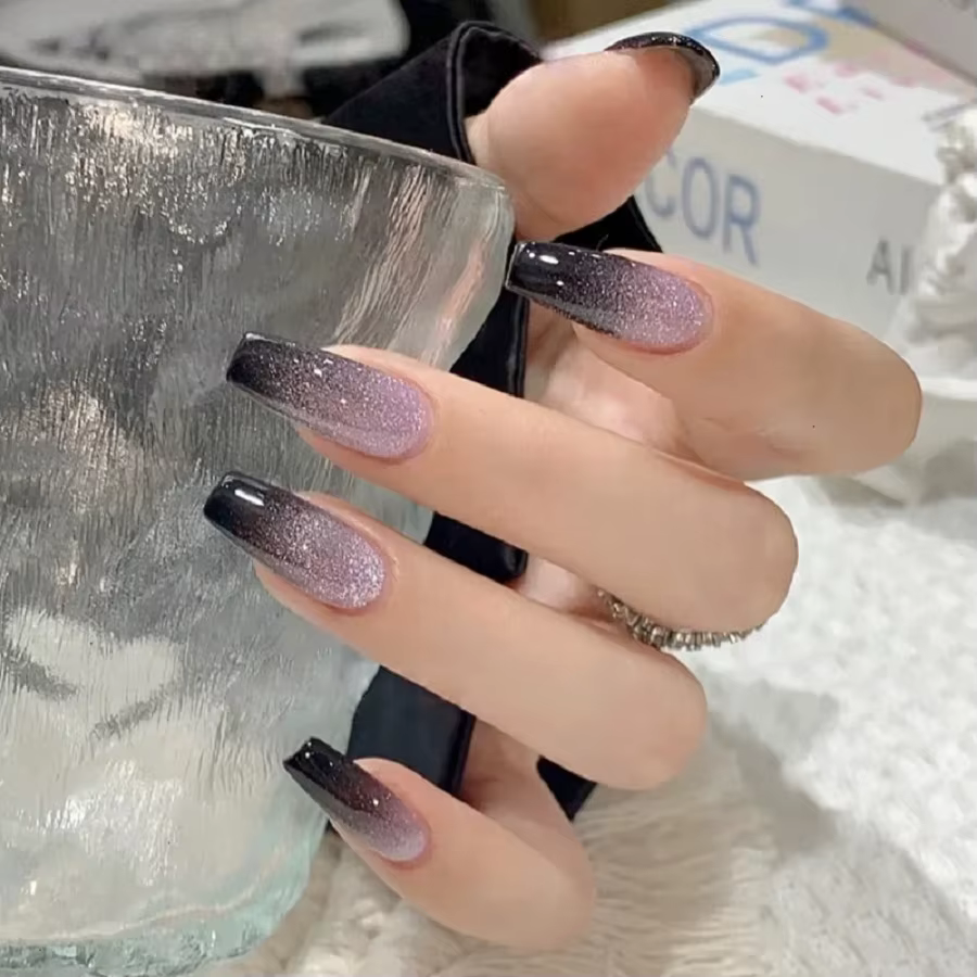 24 pièces/1 boîte galaxie Starlight oeil de chat Nail Art paillettes longues ongles de Ballet glace 