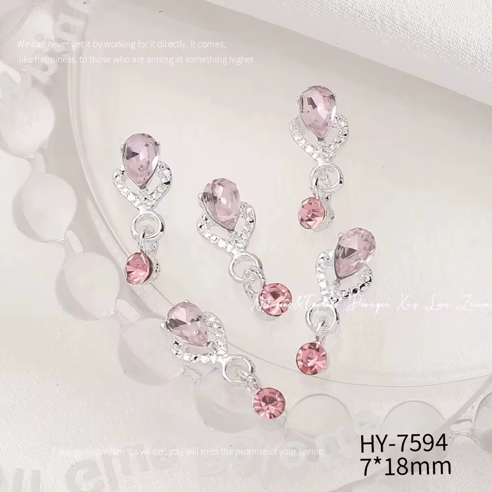 10 pièces Super Flash papillon amour pendentif ongles accessoires Nail Art Luxu alliage rose diamant
