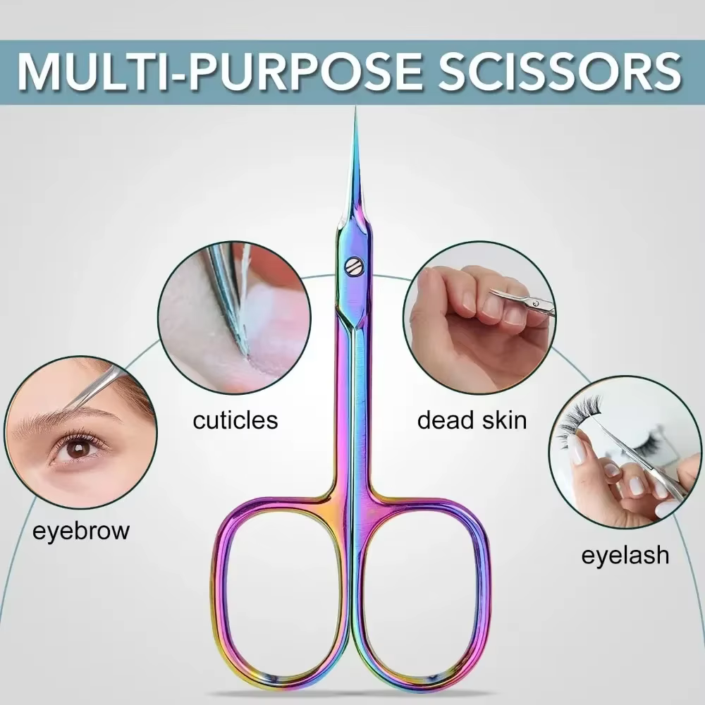 Ciseaux extra fins pour manucure et pédicure, coupe-ongles, lame courbe, bout pointu, kit de toilett