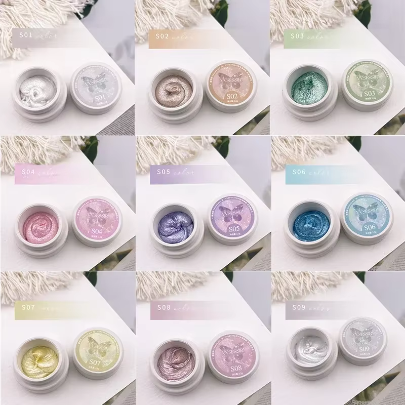 Poudre crème Aurora Fairy pour nail art, 9 couleurs, printemps-été, pour manucure professionnelle, d