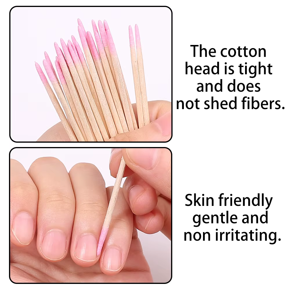 Coton-tige jetable en bois pour ongles, 1/2/5/10 pièces, bâtons de nettoyage à Double tête, poussoir
