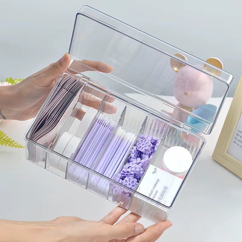Boîte de rangement de cils avec couvercle, outil d'organisation de cosmétiques de bureau, support de