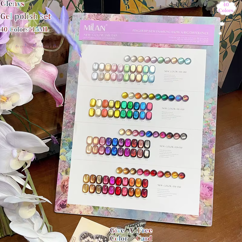 Glenys 50 pièces * 15ml Vernis à ongles gel effet œil de chat, populaire sur les réseaux sociaux, ge