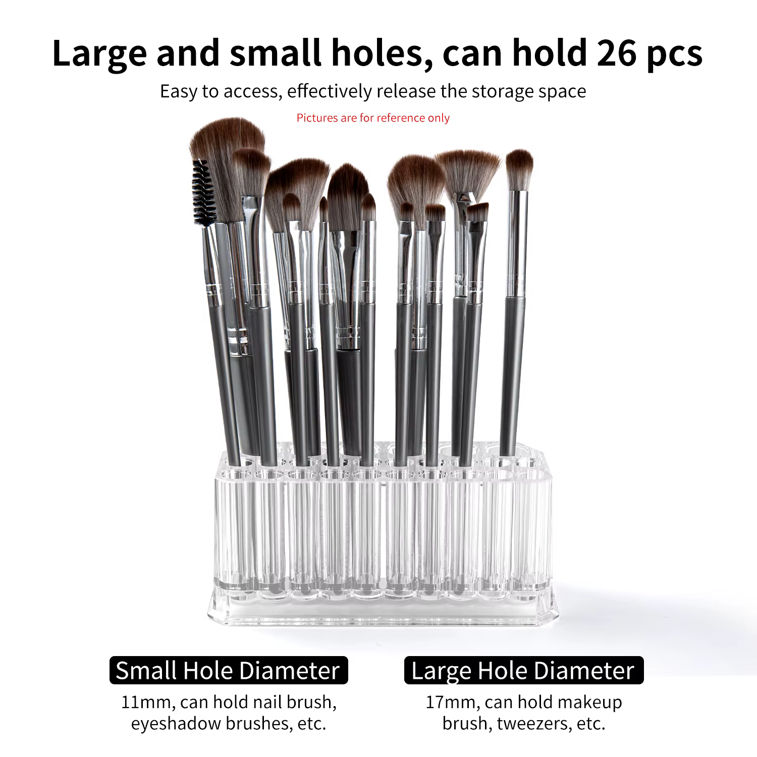 Support de rangement pour pinceaux à ongles en acrylique, 26 trous, organisateur de pinceaux de maqu