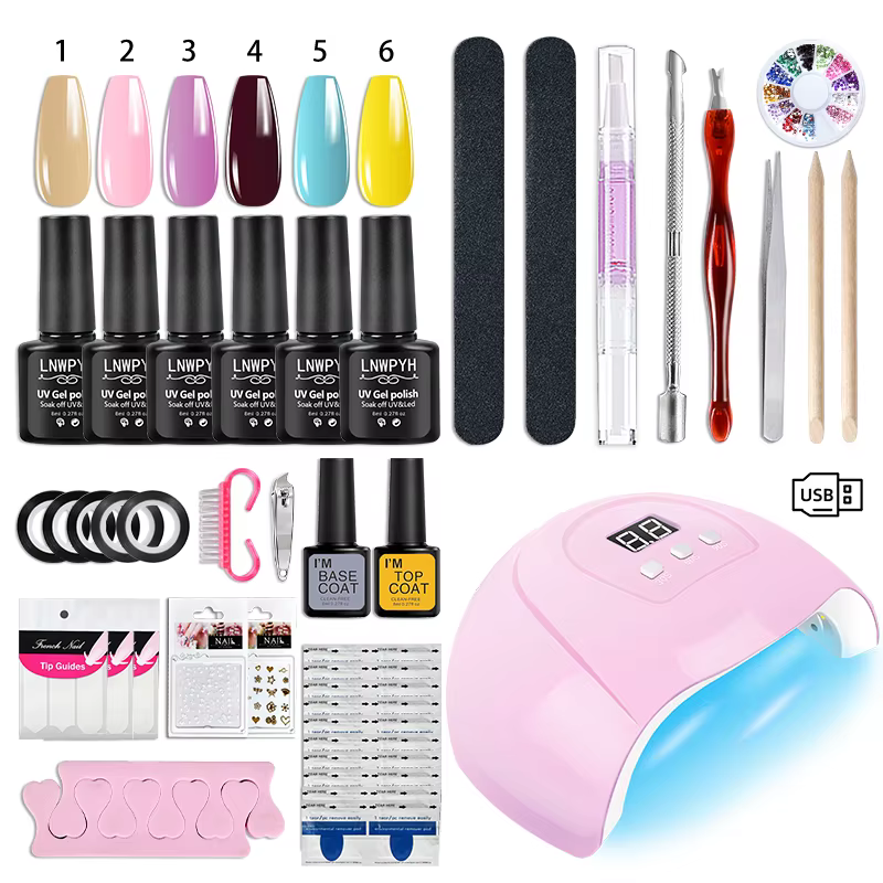 Kit de vernis à ongles Gel avec lampe UV, ensemble de vernis à ongles LED UV à tremper, Gel Semi Per