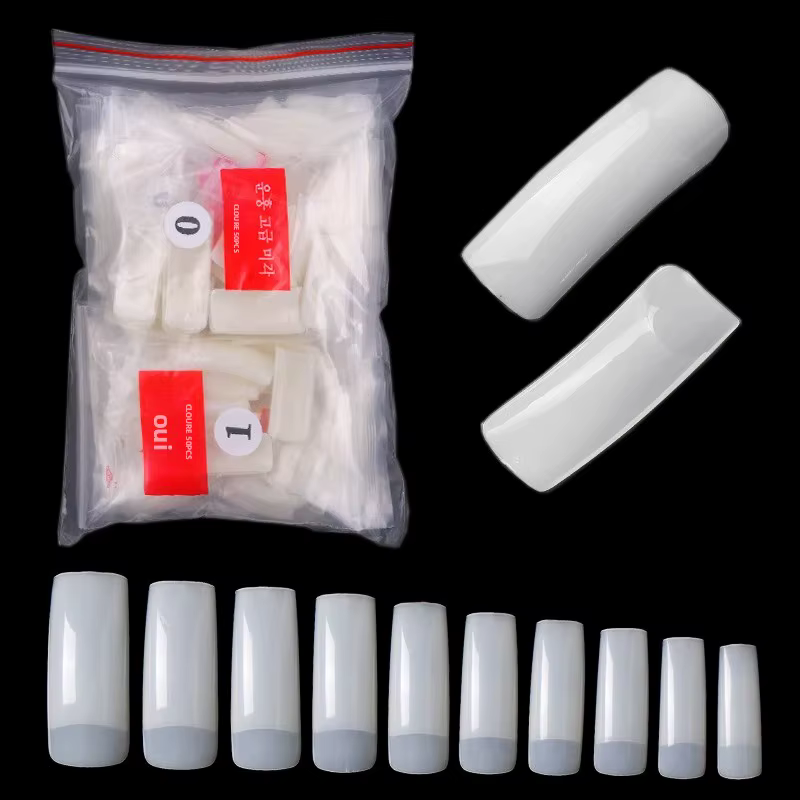 Lot de 500 faux ongles naturels à couverture complète avec demi-embouts français pour manucure Nail 