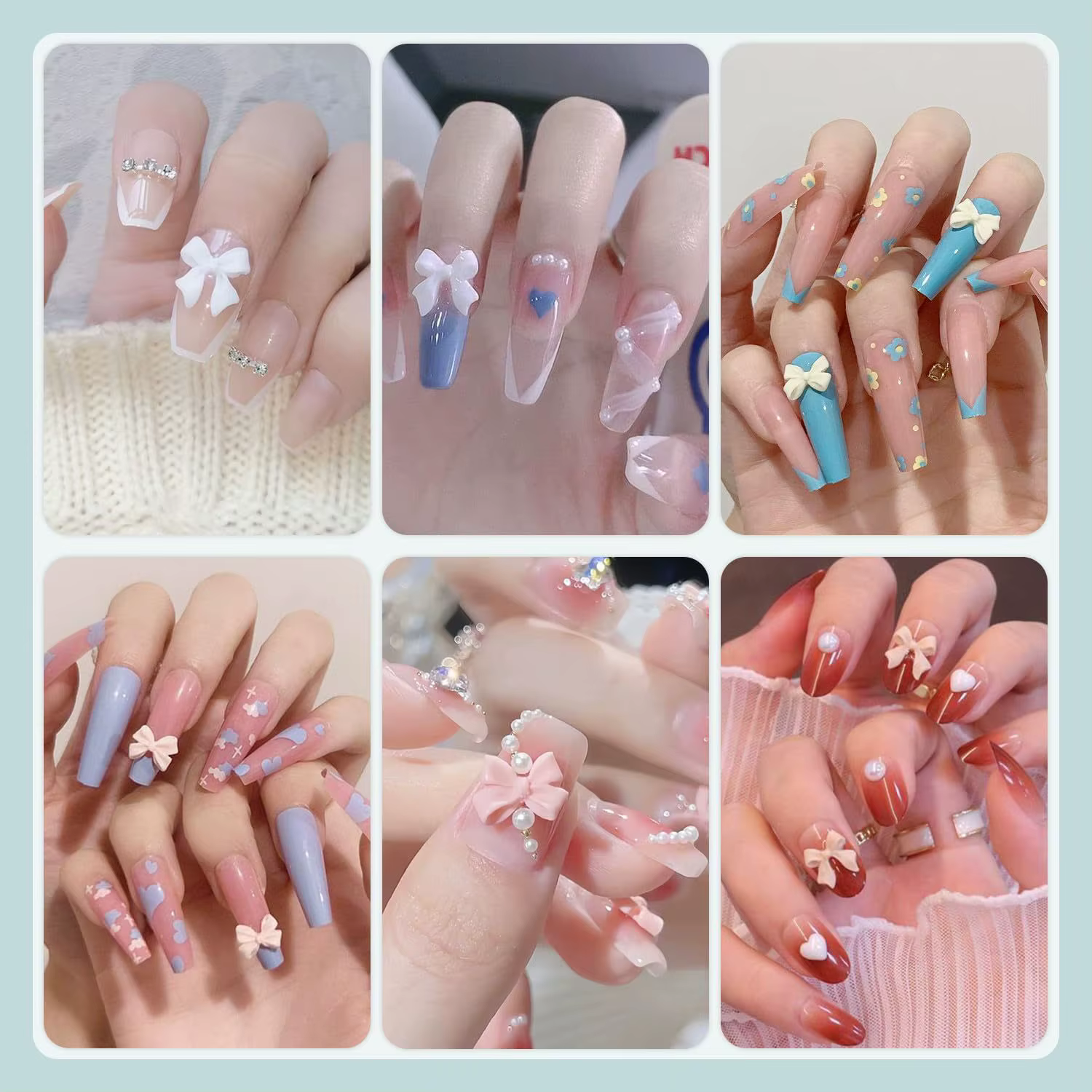 500 pièces/boîte 3D arc ongles breloques grande boîte Flatback perles ensemble ongles arcs charme +