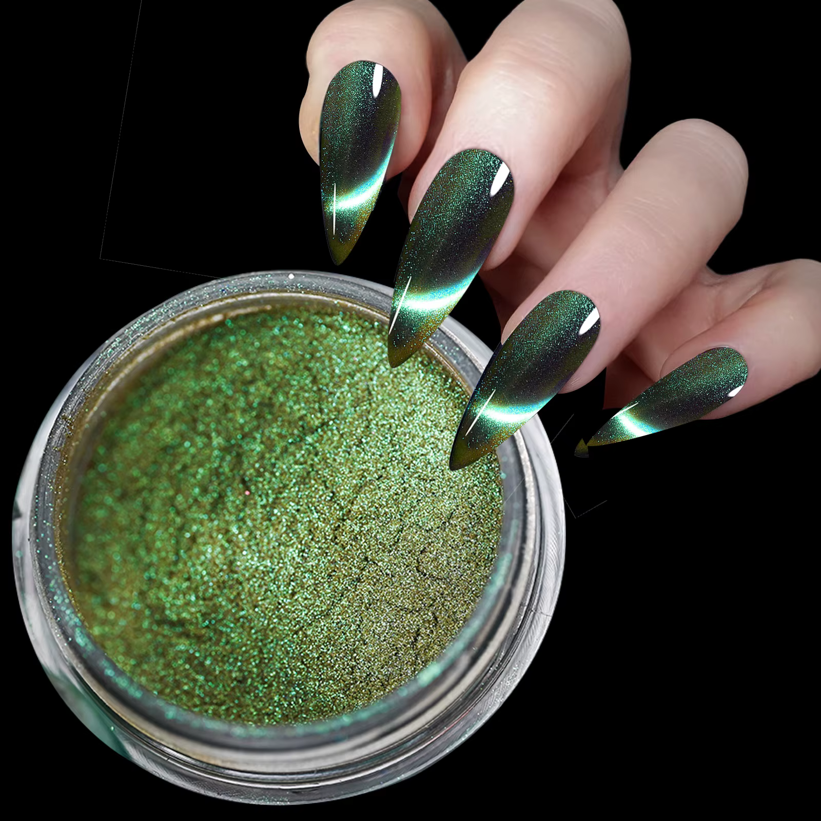 9D HD chat aimant poudre à ongles brillant effet caméléon paillettes Chrome Pigment poussière UV Gel