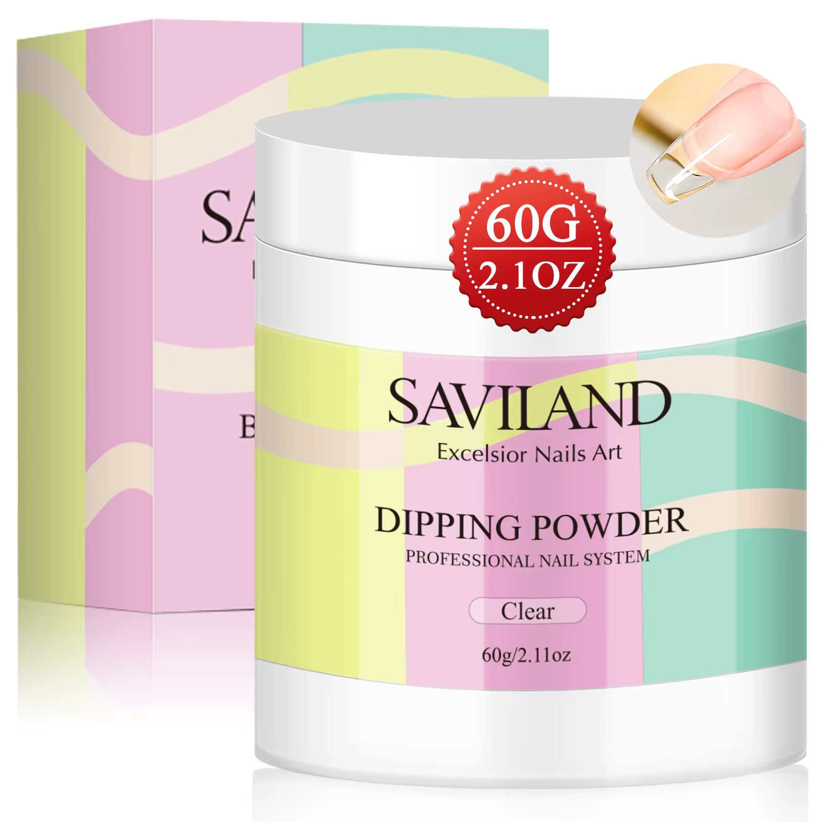 SAVILAND 60g trempage poudre à ongles clair nu Dip poudre Nature sec sans lampe Cure Nail Art décora
