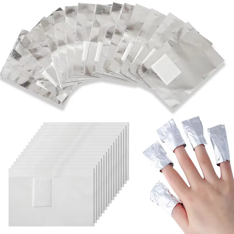100 pièces sac feuille d'aluminium Nail Art tremper le vernis à ongles enlèvement enveloppes serviet