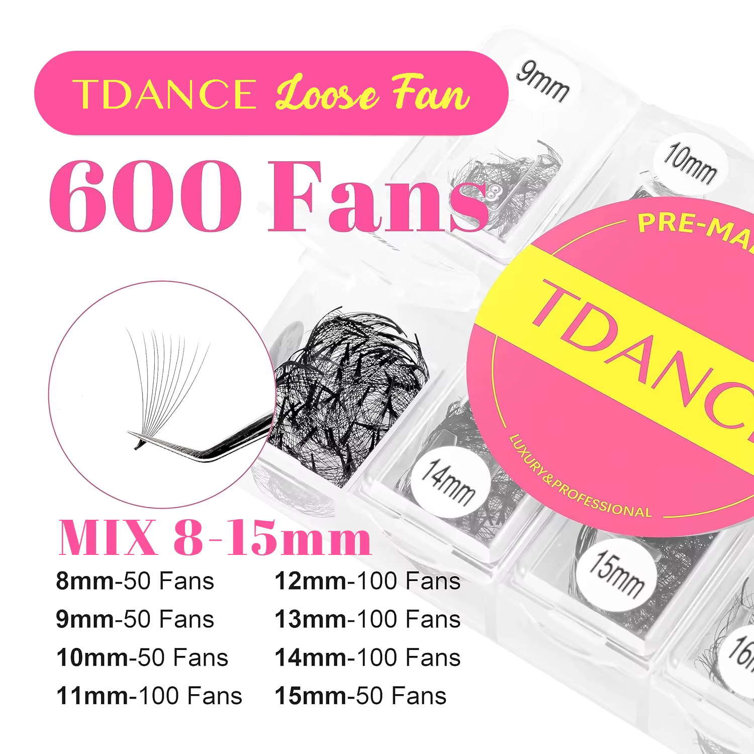TDANCE 600 ventilateurs en vrac longueur mixte mince Base moyenne tige pointue préfabriquée Volume r