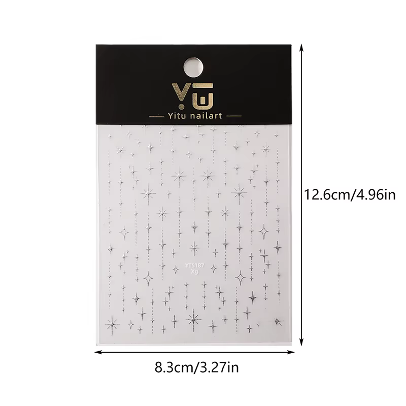 Or argent estampillé Starlight Laser paillettes étoile bronzant strass soulagement Nail Art décorati