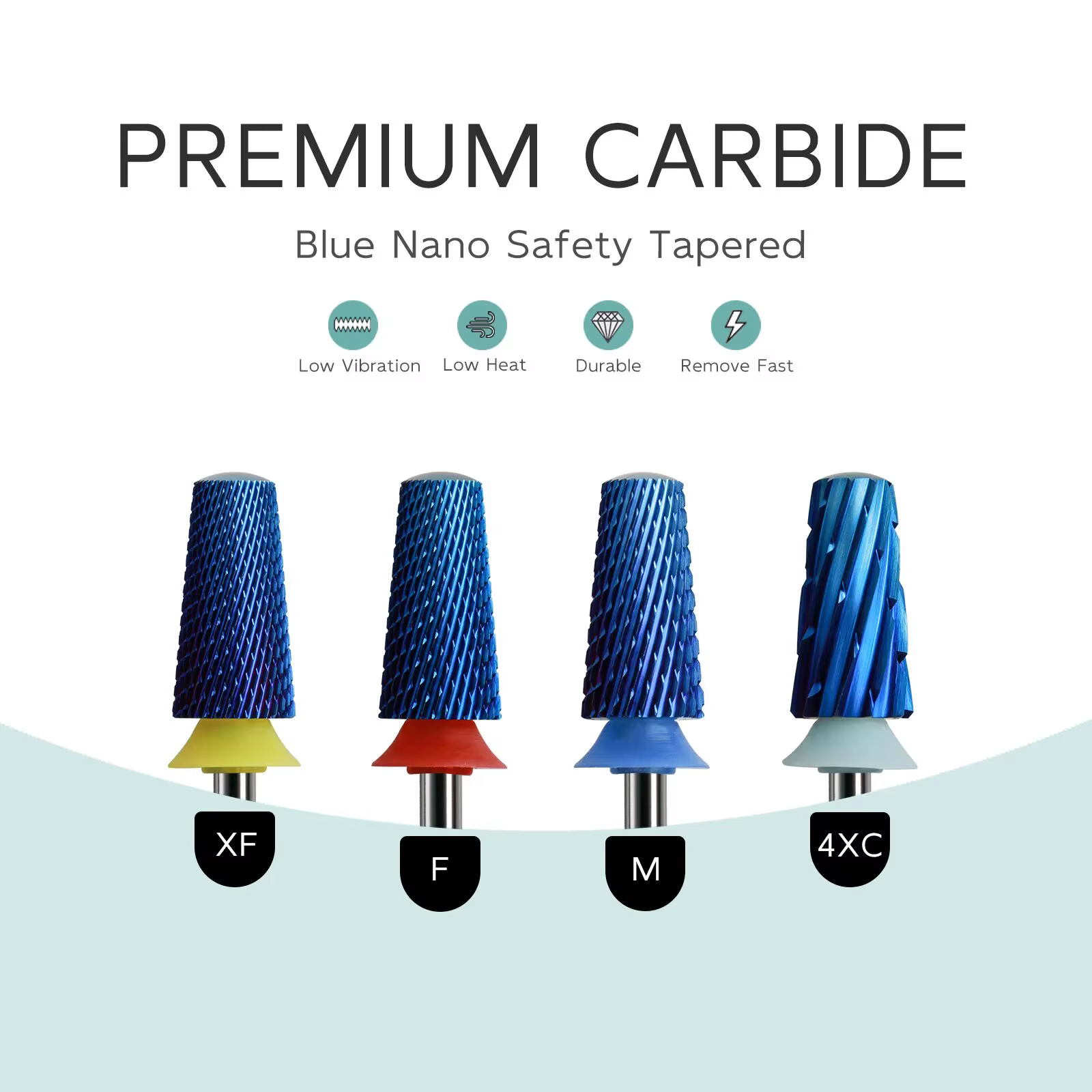 HYTOOS bleu Nano sécurité forets à ongles coniques 3/32 forets en carbure arrondis pour ongles foret