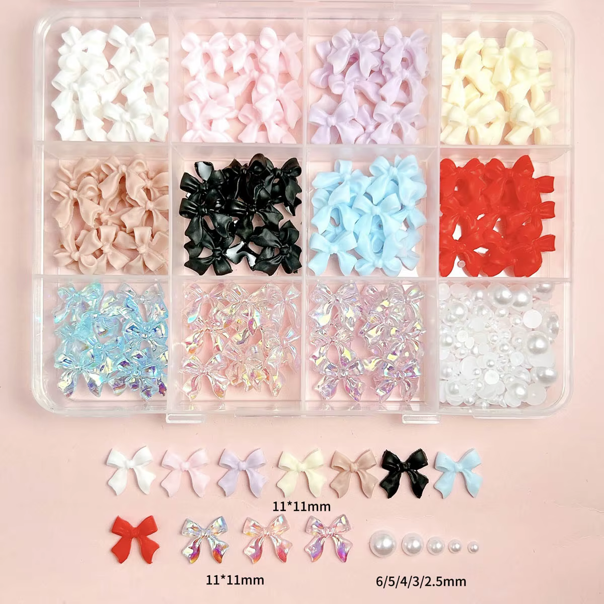 Boîte de nœuds de ruban doux 3D, plusieurs couleurs, breloques pour ongles en résine, perles artific