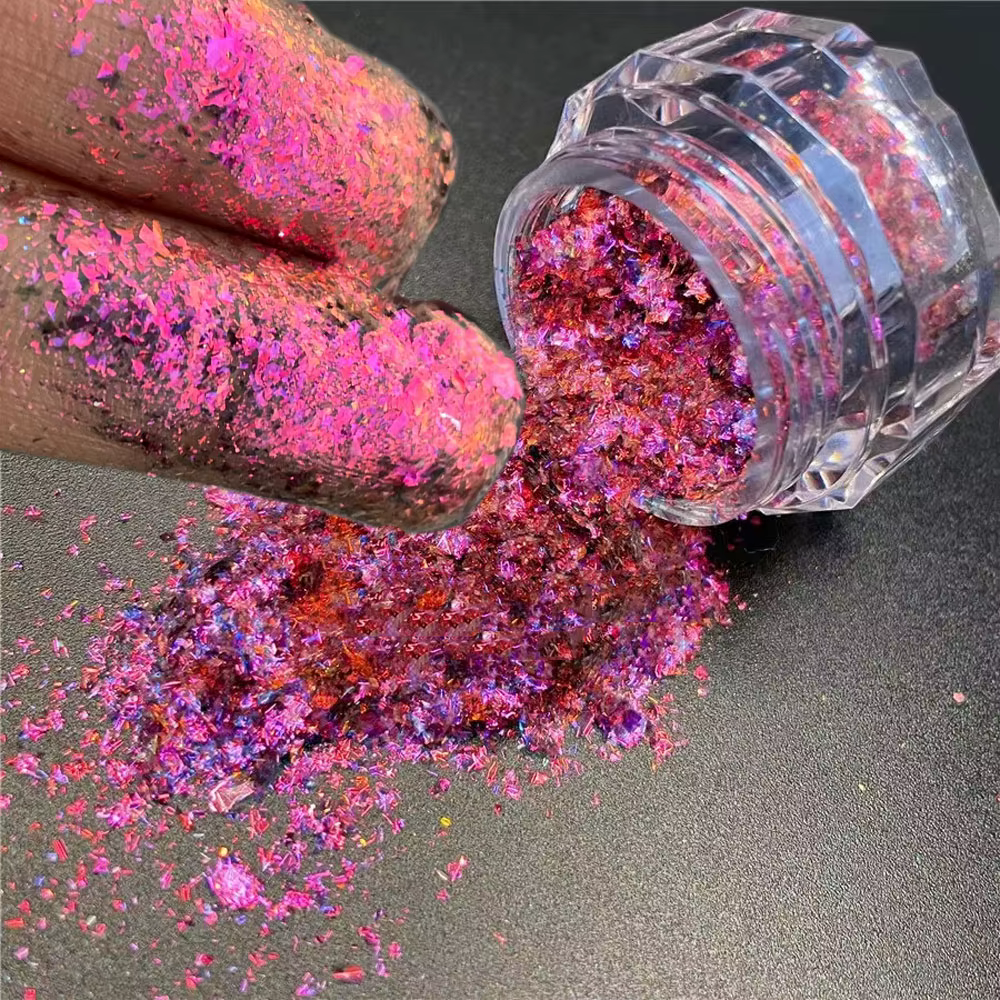 1 * ongles caméléon paillettes flocons multi-chromes holographiques poudre à ongles irisé vernis à o
