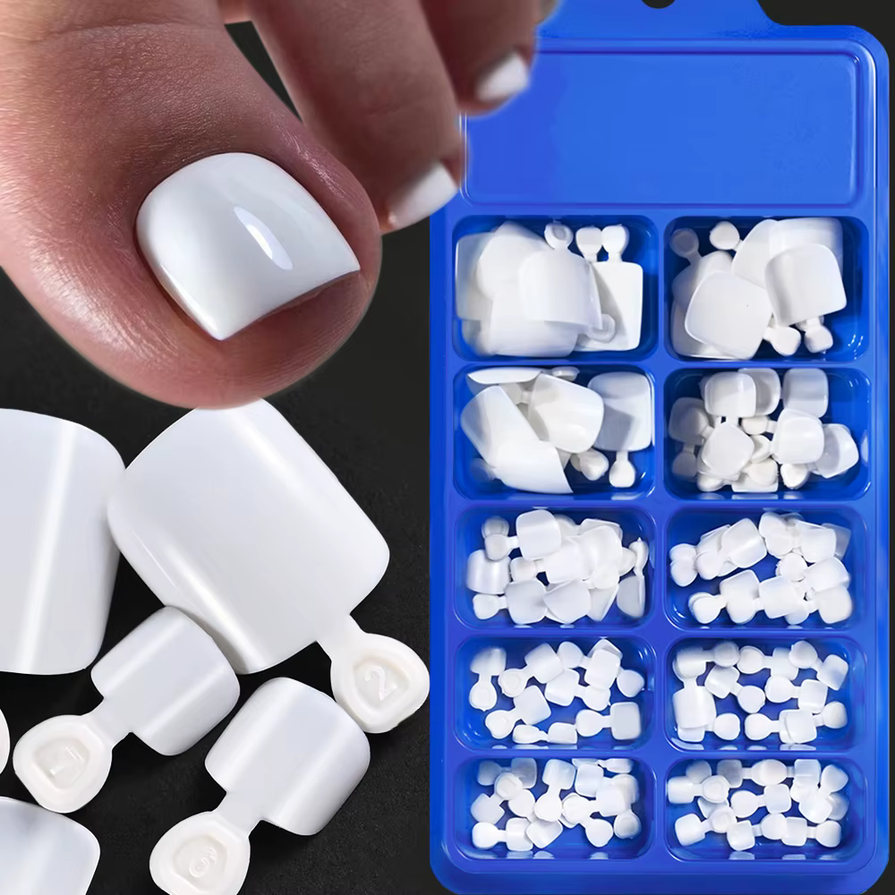 100 pièces classique blanc faux ongles court carré couverture complète presse sur l'ongle artificiel
