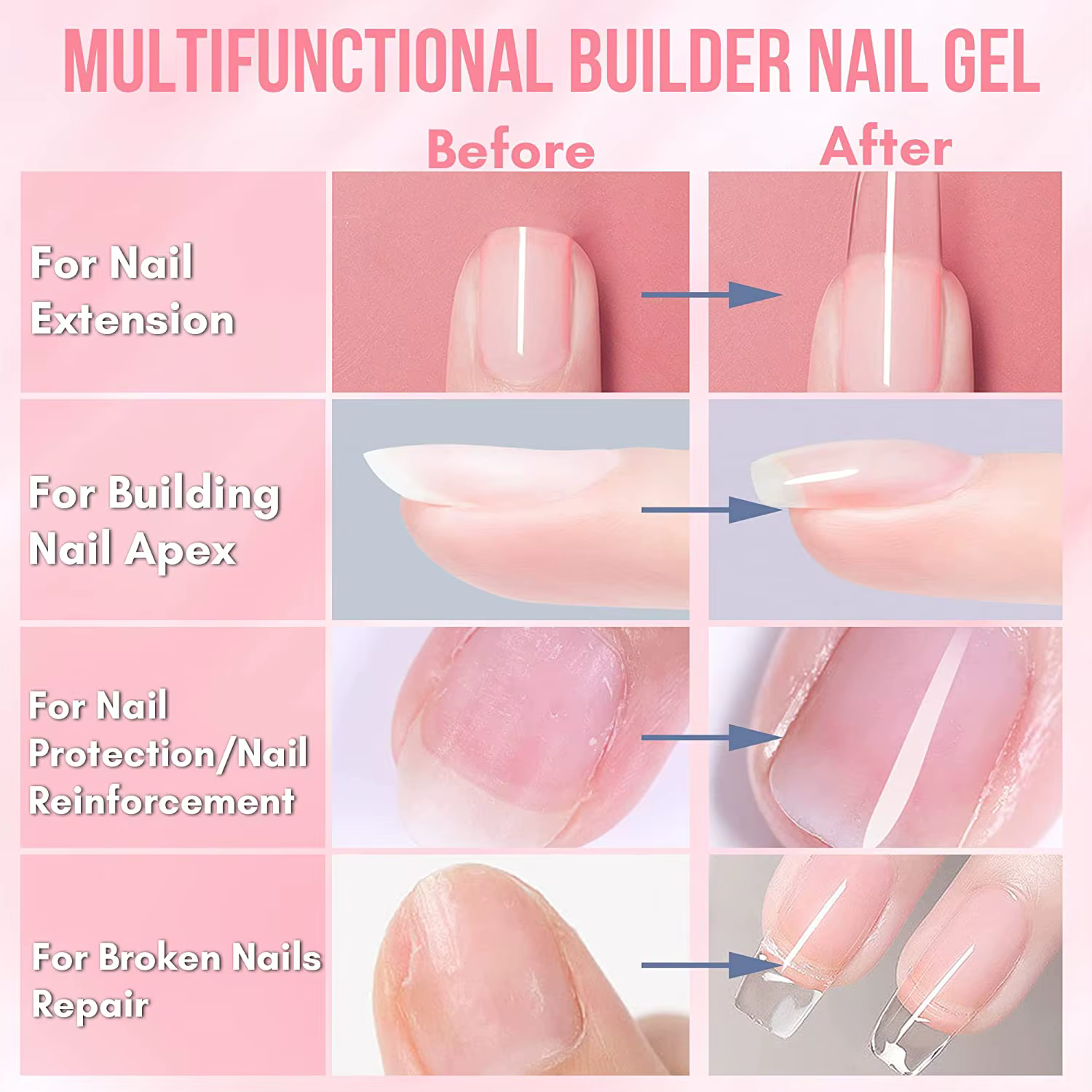 Makartt-Gel 5 en 1 pour Extension d'Ongles, Renforce et Réparation, Couche de Base, Verhéritage à On
