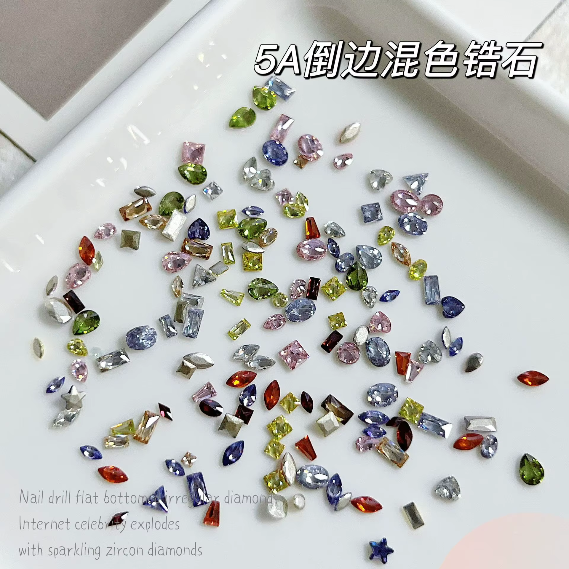 K9 perceuse à ongles Mini 5A Zircon diamant couleur mixte fond plat scintillant bord inversé Zircon 