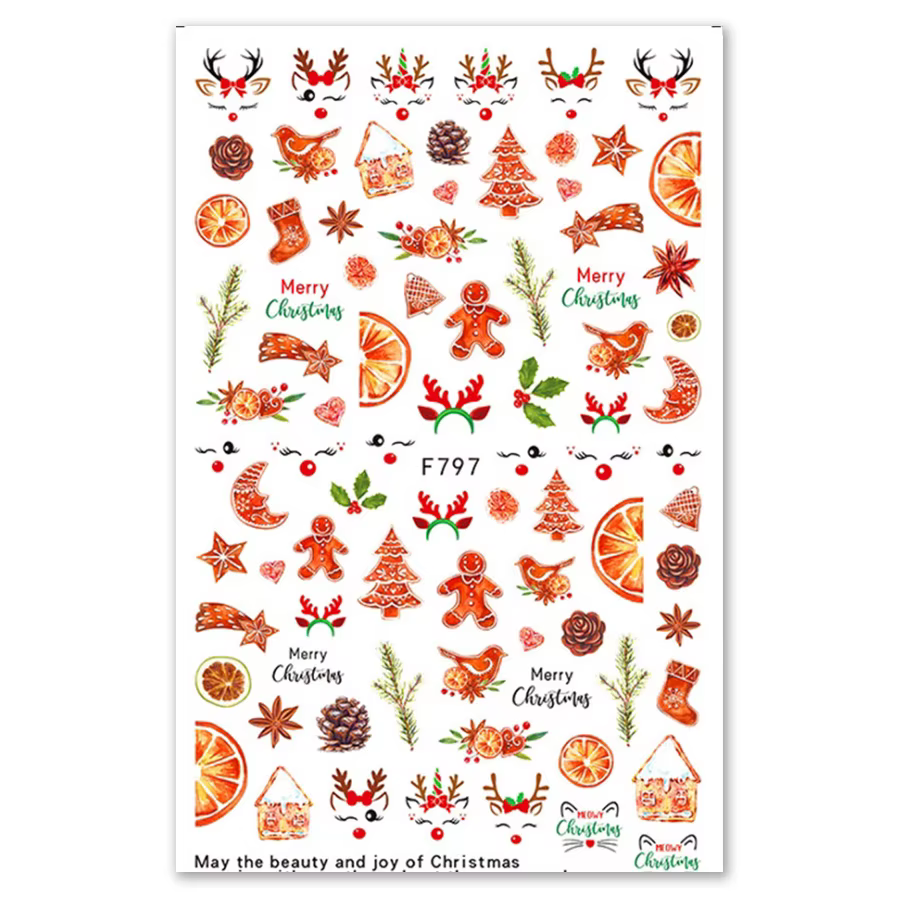 Autocollants pour ongles de Noël, motifs festifs d'hiver, flocons de neige et décorations de vacance