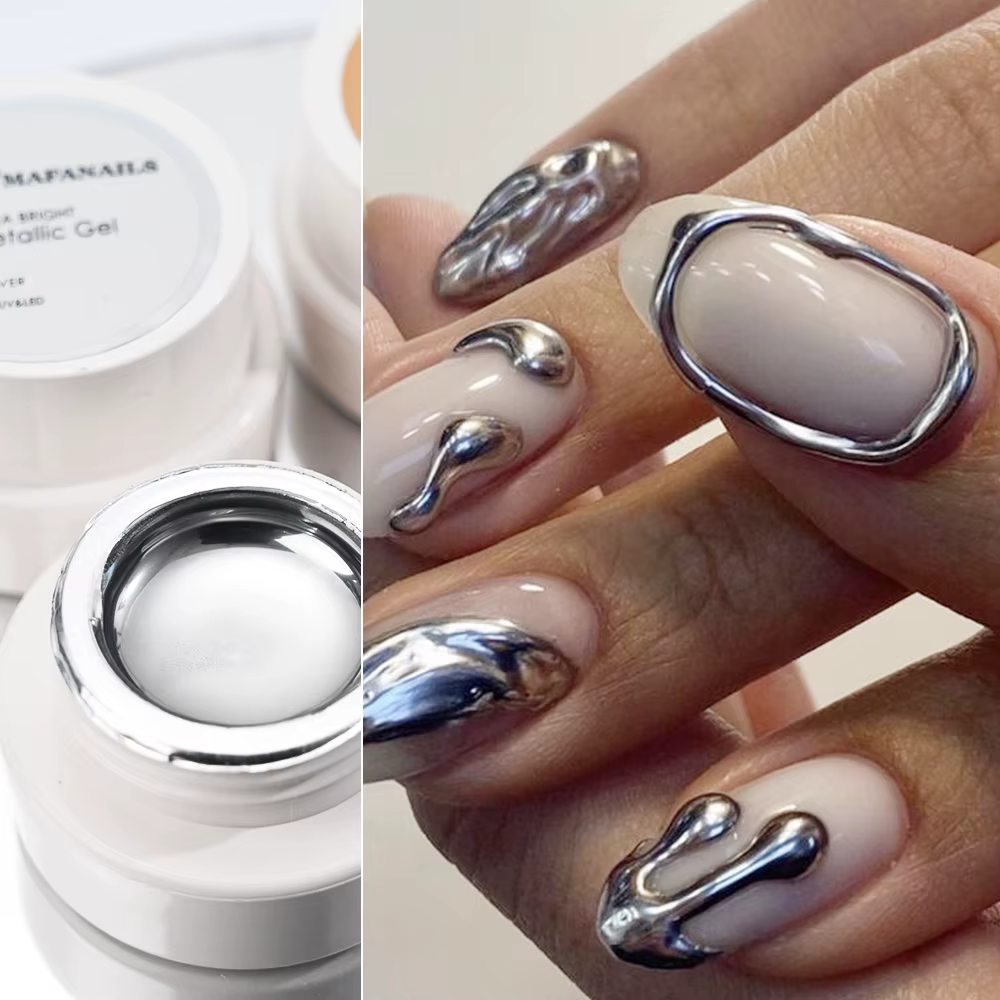 Peinture métallique Gel Chrome or argent effet miroir vernis à ongles Super lumineux ligne de dessin
