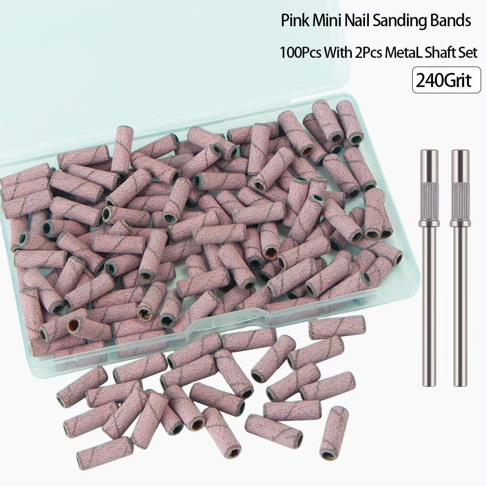 100 pièces bandes de ponçage pour perceuse à ongles avec 2 pièces jeu de mèches de mandrin, Mini pet