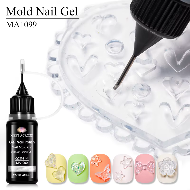 Gel de modelage 3D pour nail art, 12 ml, transparent, blanc, bleu, imperméable, pour la création de 