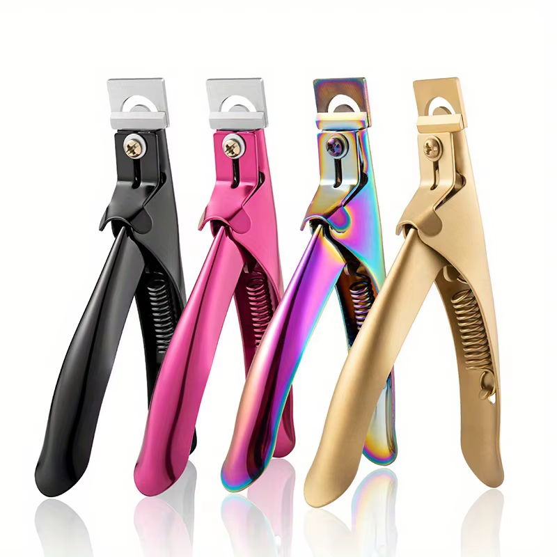 Coupe-ongles en acrylique en acier inoxydable, ciseaux arc-en-ciel, faux-points en U, outils de manu