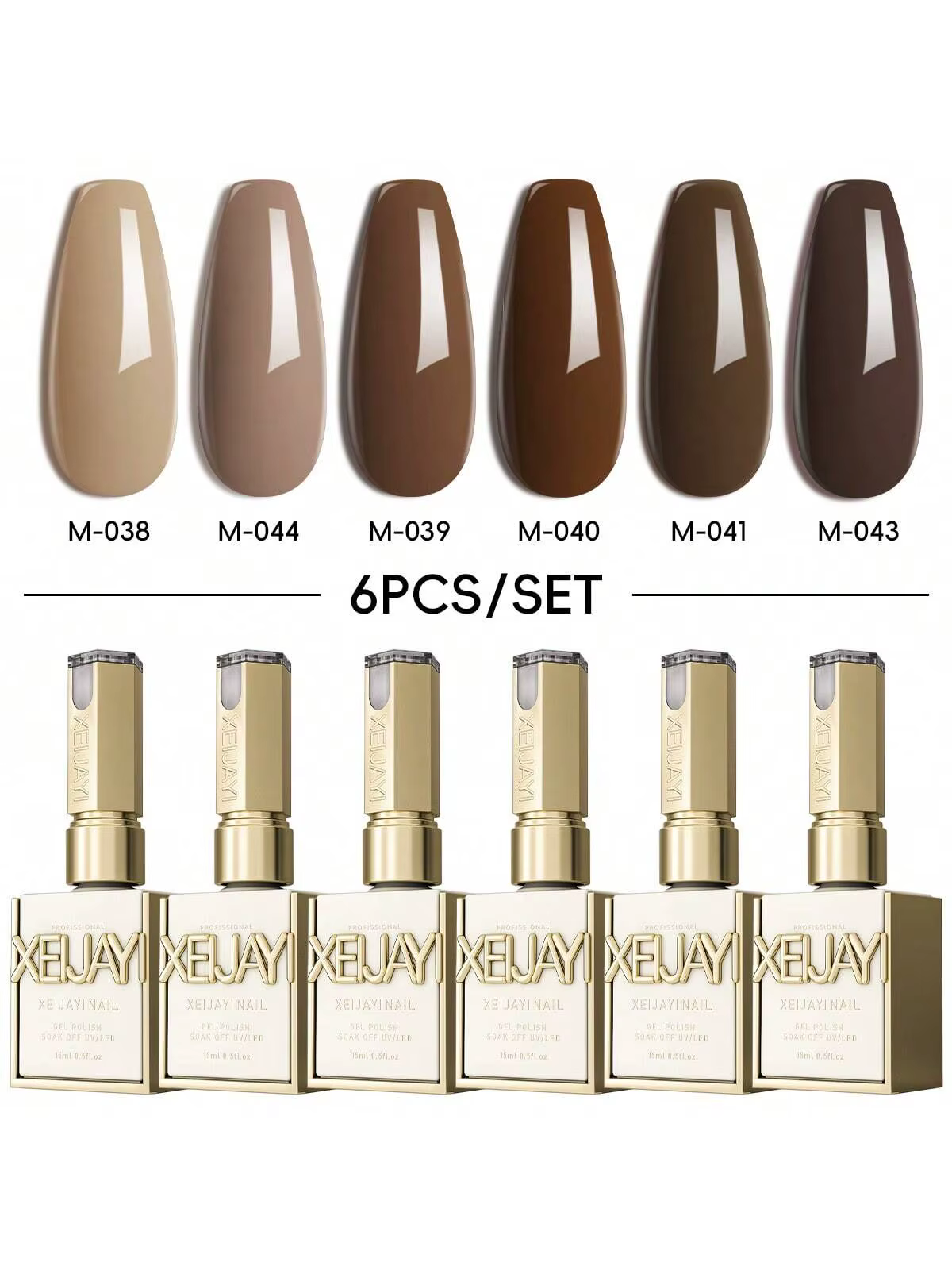 2025 Nouveau ensemble de gel pour ongles marron 6 couleurs - Kit de vernis gel UV/LED éclaircissant