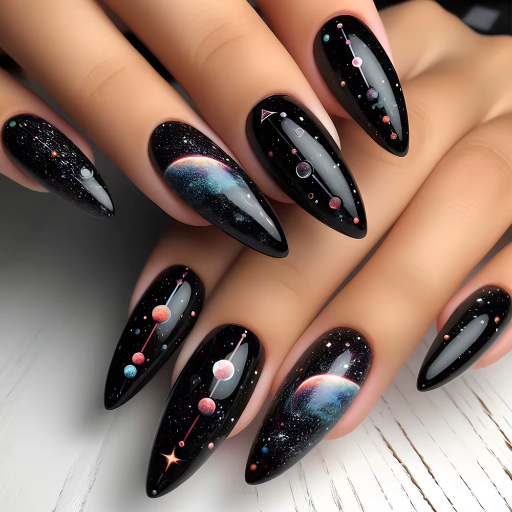 Faux ongles courts, moyens et longs, pour femmes, pointes de ballet carrées en amande, animaux migno