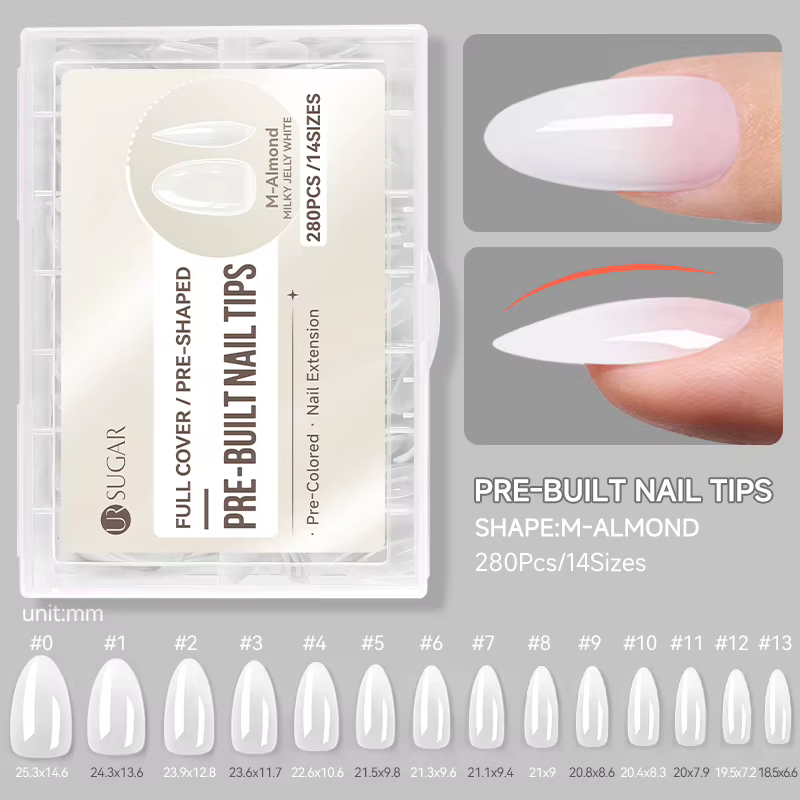 UR SUGAR 280 pièces, faux ongles prédécoupés, collection automne, rouge, nude, blanc laiteux, ongles