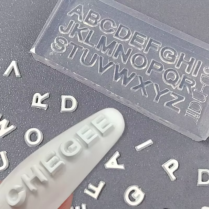 Moule à ongles en silicone avec lettre 3D, mini lettre A-Z, moule en résine, 26 moules à lettres, ou