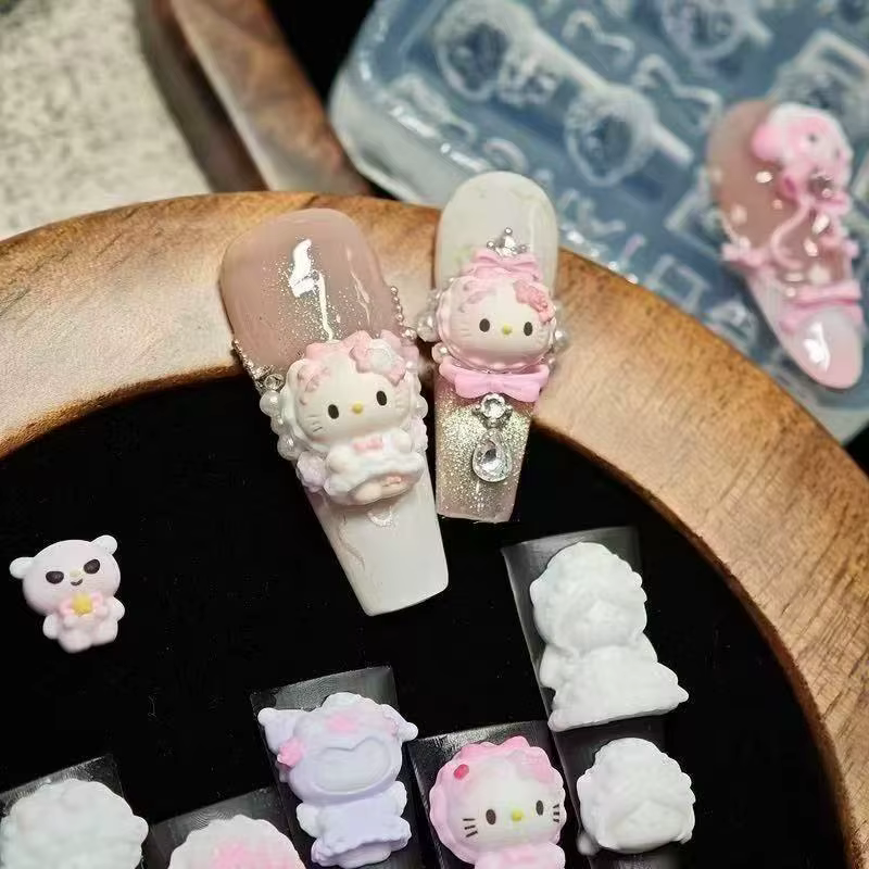 Kawaii Sanrio ma mélodie 3D acrylique Nail Art moule accessoires bricolage nœud papillon lapin miroi