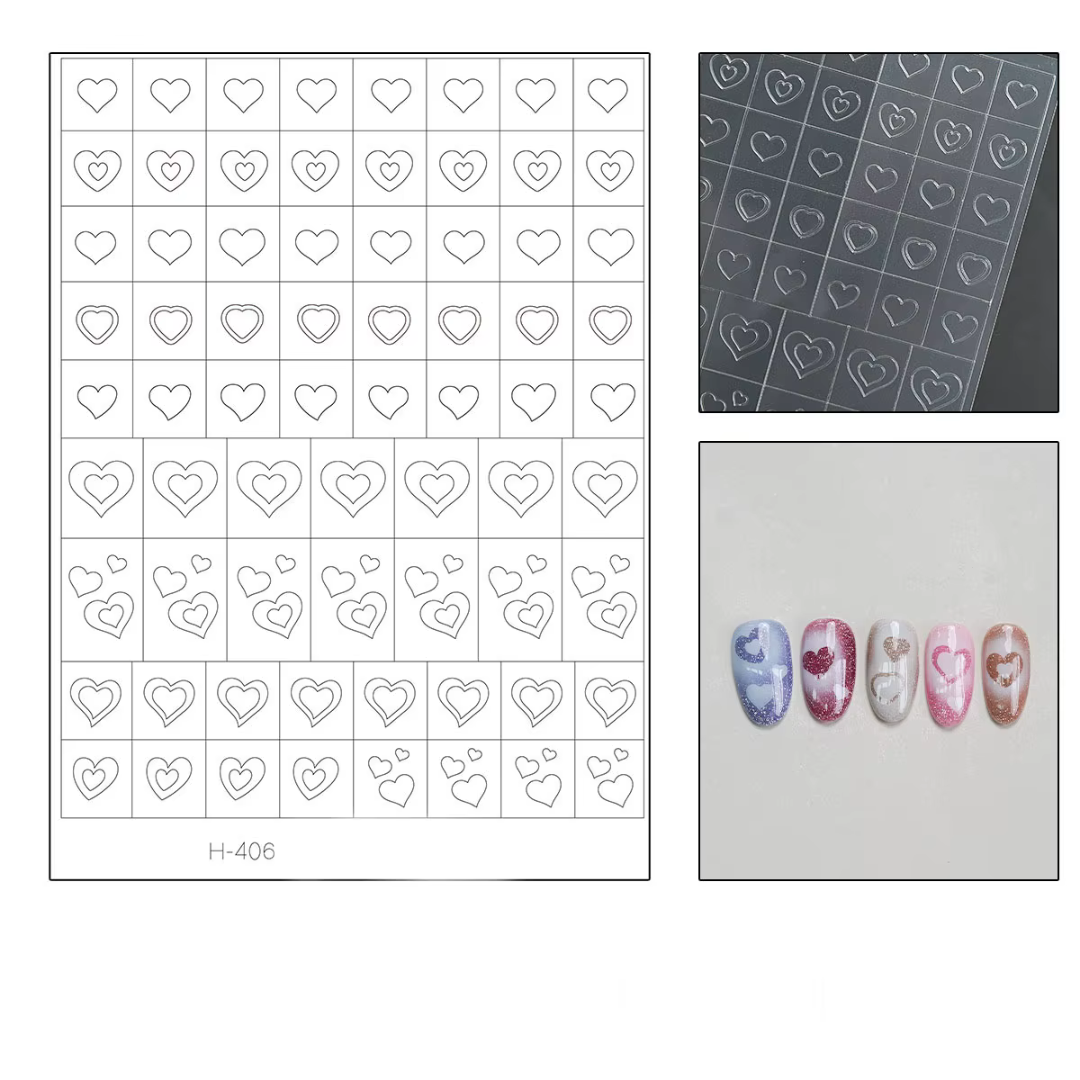 2 à 50 feuilles d'autocollants transparents pour ongles, découpés au laser, motifs étoile, nœud, pap