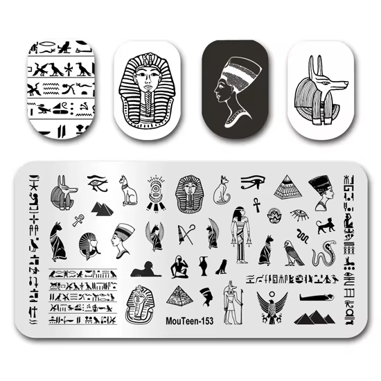 Tampon à ongles d'art MouTeen044 lettres Viking de Divination plaques d'estampage d'ongle ensemble d