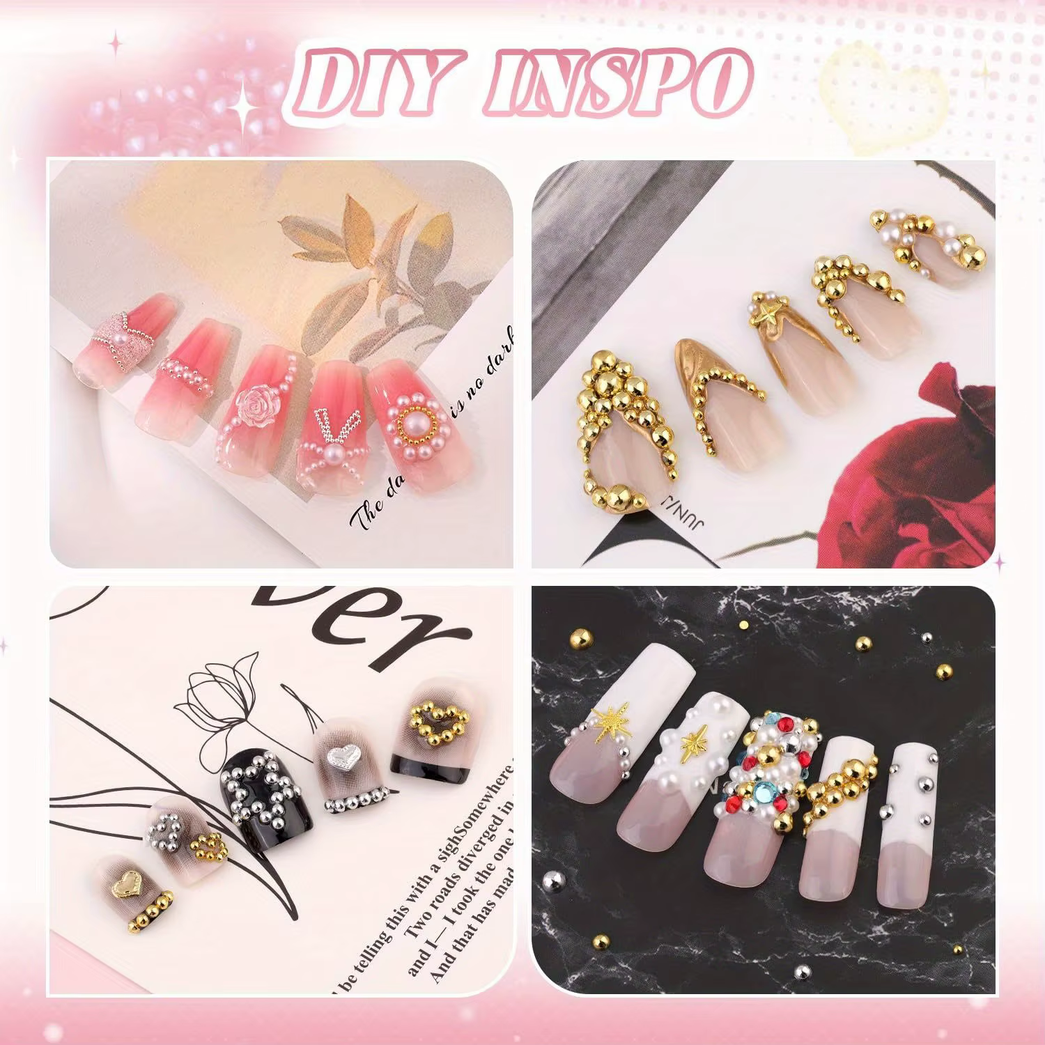 Perles plates en alliage pour ongles, accessoires de décoration, demi-perles, pièces de bijoux pour 