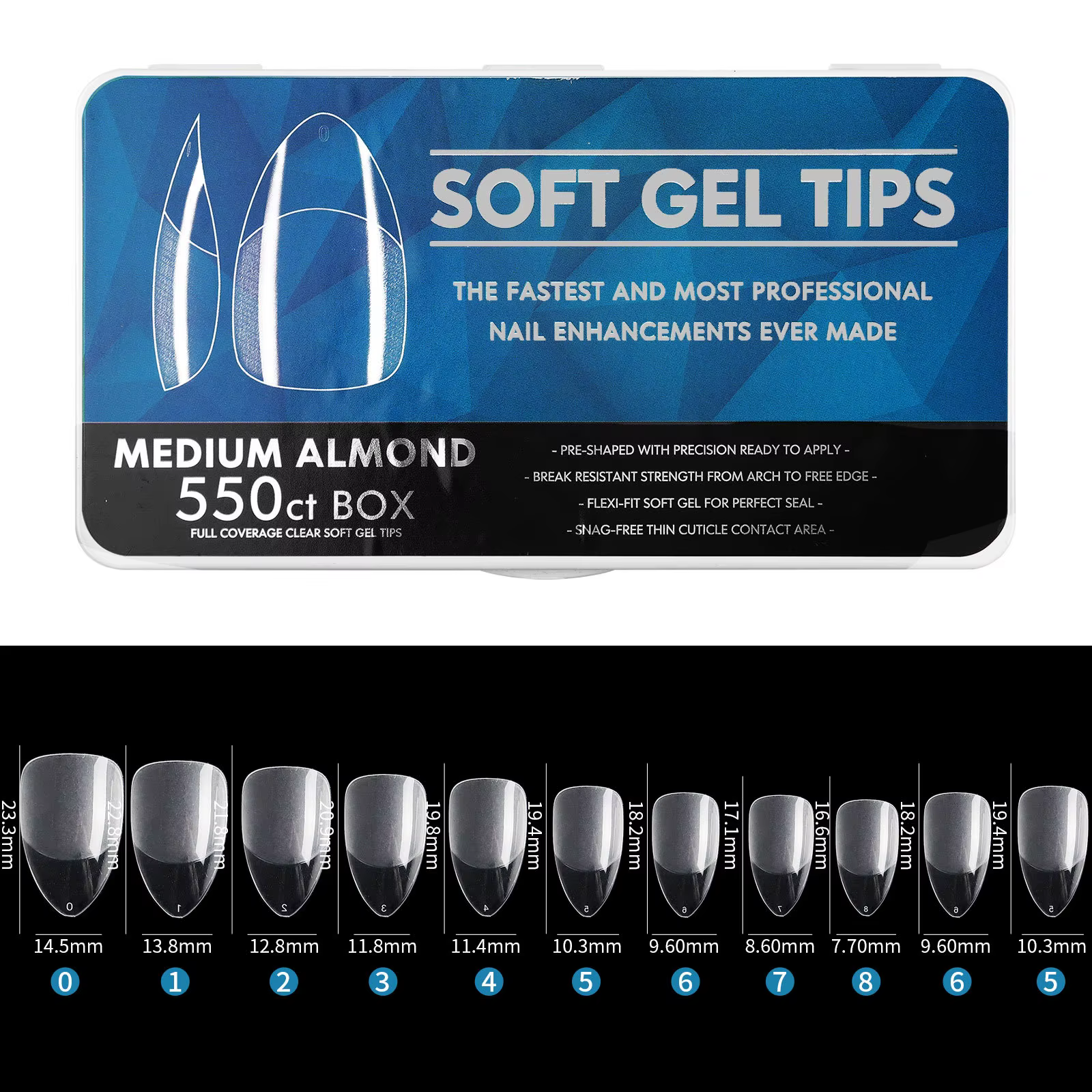 Faux ongles Ultra fins sans trace, Semi-gommage clair, couverture complète douce, Extension d'ongles