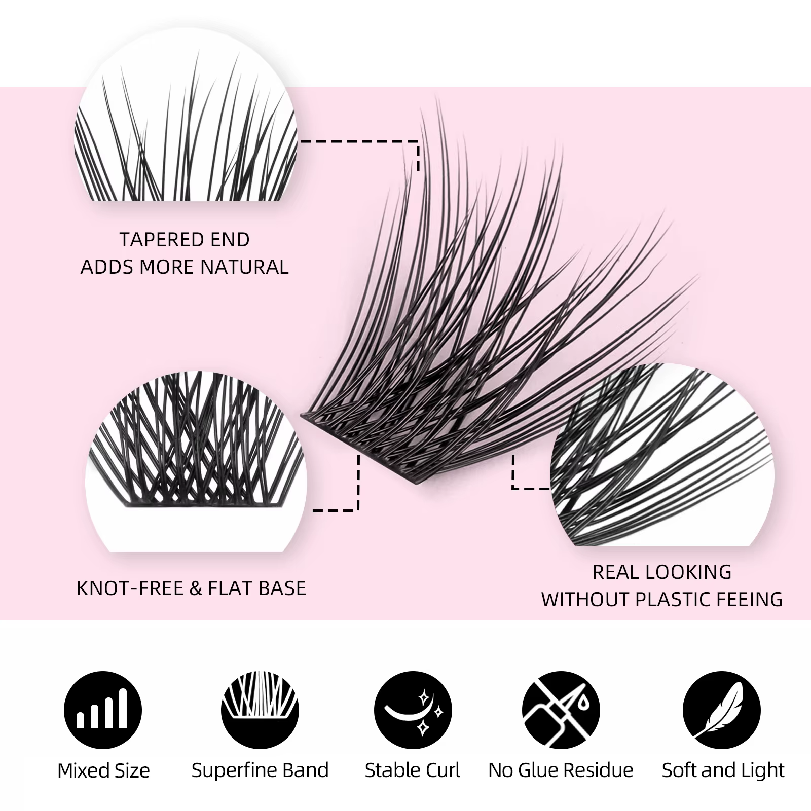 YUANZHIJIE bricolage 120 pièces cils en grappe 3D naturel bouquet 8-16mm D Curl faisceau segmenté in