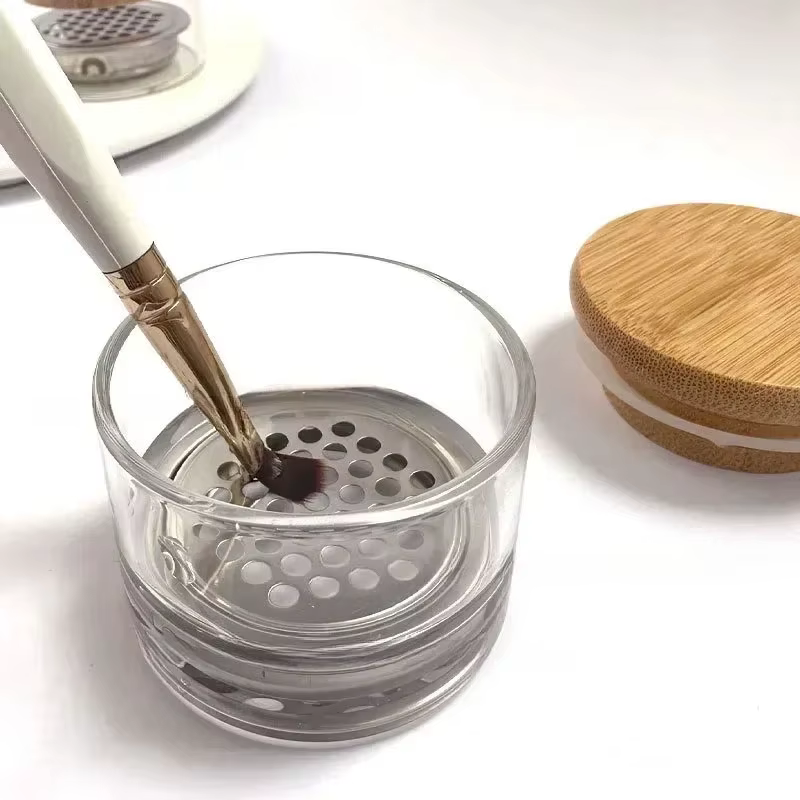 Gobelet à stylo de lavage pour ongles avec couvercle et filtre à mailles, outil de lavage de brosses