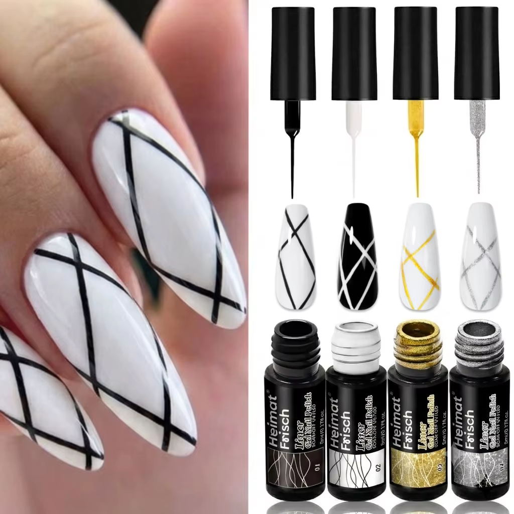 Heimat Frisch Lot de 4 vernis à ongles en gel pour nail art et manucures françaises, 5 ml chacun, pa