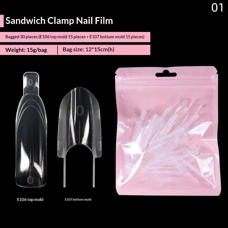 1 Boîte de gabarits à ongles double pour extension rapide, moule supérieur et moule inférieur pour e